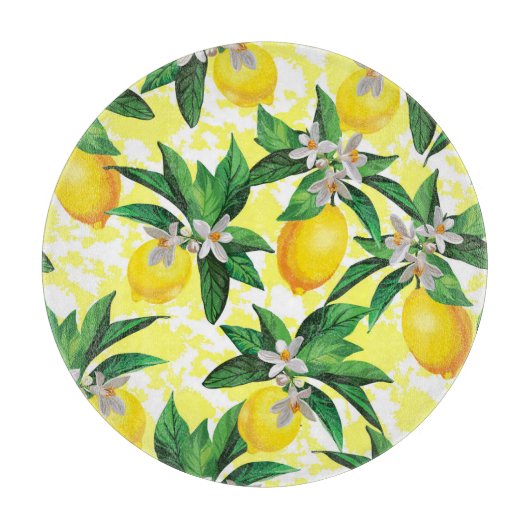 レモンファンタジー:クリエイティブフローラルパターン カッティングボード (正面)