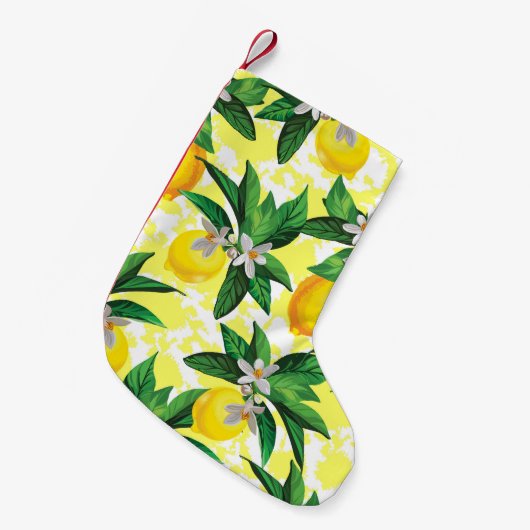 レモンファンタジー:クリエイティブフローラルパターン スモールクリスマスストッキング (正面 (吊り時))