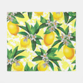 レモンファンタジー:クリエイティブフローラルパターン フリースブランケット (正面(横))