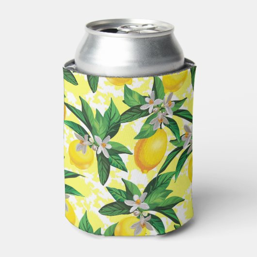 レモンファンタジー:クリエイティブフローラルパターン 缶クーラー (缶正面)