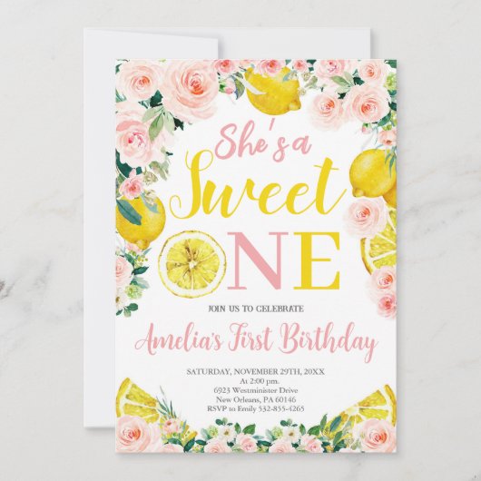 レモンファースト誕生日シトラスバースデーパーティー 招待状 (正面)