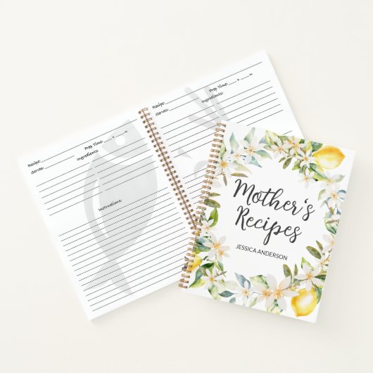 レモンフラワーズリースマザー料理レシピブック ノートブック (内部)
