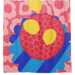 レモンフラワープレート シャワーカーテン