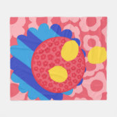 レモンフラワープレート フリースブランケット (正面(横))