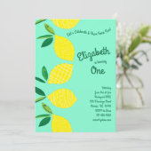 レモンフルーツかわいい子どもたち1歳の誕生日パーティー 招待状 (スタンド正面)