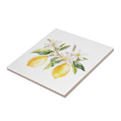 レモンフルーツとホワイトフラワーズツリーブランチ タイル (側面)