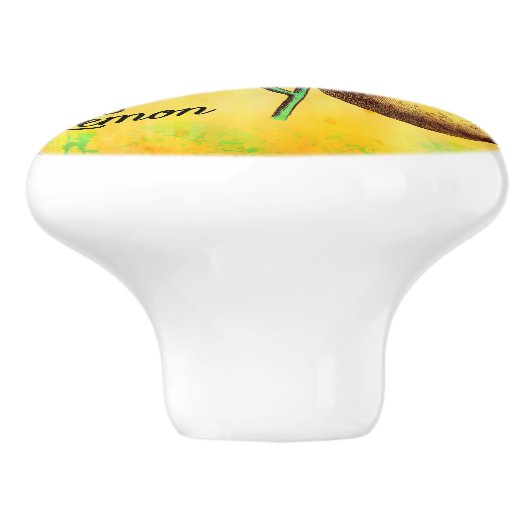 レモンフルーツによっては植物の葉のヴィンテージが開花します セラミックノブ (側面)