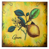 レモンフルーツによっては植物の葉のヴィンテージが開花します タイル (正面)