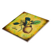 レモンフルーツによっては植物の葉のヴィンテージが開花します タイル (側面)