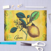 レモンフルーツによっては植物の葉のヴィンテージが開花します 薄葉紙 (クラフト)