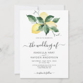 レモンフルーツイエローガーデンサマーグリーン結婚ズ 招待状 (正面)