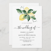 レモンフルーツイエローガーデンサマーグリーン結婚ズ 招待状 (正面/裏面)