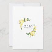 レモンフルーツイエローサマー庭園の結婚式 招待状 (裏面)