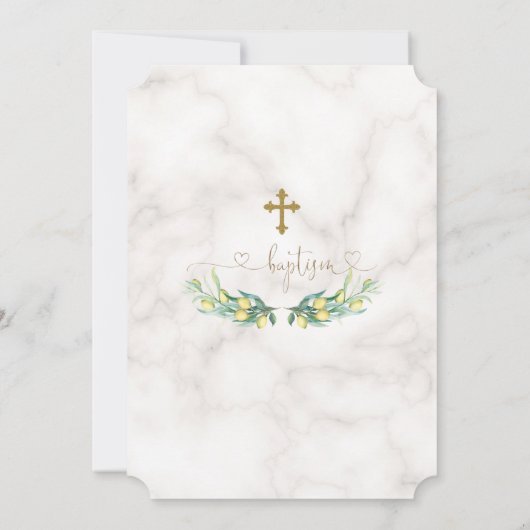 レモンフルーツエレガント大理石の書道バプテスマ 招待状 (裏面)