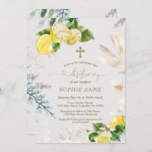レモンフルーツエレガント金ゴールドフローラガール《キリスト教》洗礼式や命名式 招待状 (正面/裏面)