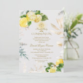 レモンフルーツエレガント金ゴールド金ゴールドファーストホーリーコミュニオン 招待状 (スタンド正面)