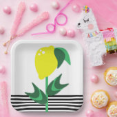 レモンフルーツガーデンプラントストライプナプキンス ペーパープレート (パーティー)