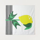 レモンフルーツガーデンプラントストライプ タペストリー (正面(横))