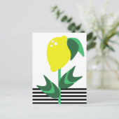 レモンフルーツガーデンプラントストライプ ポストカード (スタンド正面)