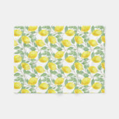 レモンフルーツシトラスイエロートレンディー フリースブランケット (正面(横))