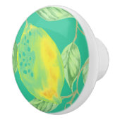 レモンフルーツパターンイエローターコイズグリーン セラミックノブ (右)