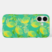 レモンフルーツパターンイエローターコイズグリーン Case-Mate iPhoneケース (裏面 (横))