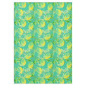 レモンフルーツパターンイエローターコイズヴィンテージ テーブルクロス (正面)