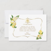 レモンフルーツフラワーズ金ゴールドクロスボーイホーリーコミュニオン サンキューカード (正面)