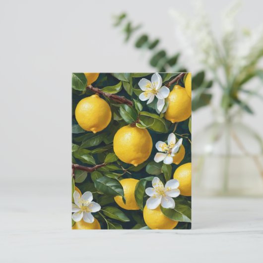レモンフルーツブロッサム絵を描アート ポストカード (スタンド正面)