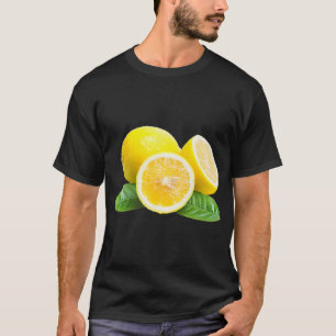 レモンフルーツプリントオンザレモンイエローグラフィックプレミウ Tシャツ