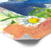 レモンフルーツボウルデイジーヴィンテージハットボックスウォーターカラー ポスター (角)