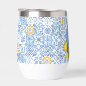 レモンフルーツモノグラム青タイル (右面)