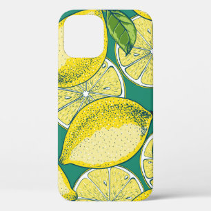 レモンフルーツヴィンテージシームレスイラストレーション iPhone 12ケース