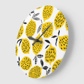 レモンフルーツ:ヴィンテージシームレスデザイン。 ラージ壁時計 (傾斜)