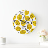 レモンフルーツ:ヴィンテージシームレスデザイン。 ラージ壁時計 (ホーム)