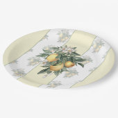 レモンフルーツ |黄色と白ストライプの ペーパープレート (アングル)