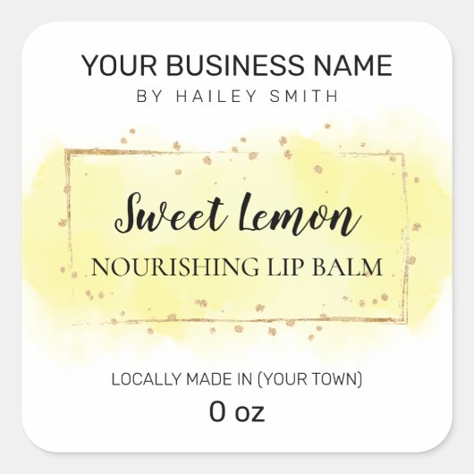 レモンフレーバーイエローリップバーム スクエアシール (正面)