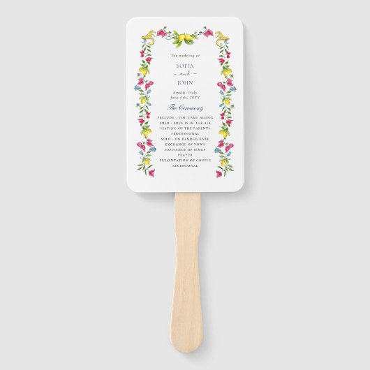 レモンフローラアマルフィイタリアンウェディングプログラム ハンドファン (正面)