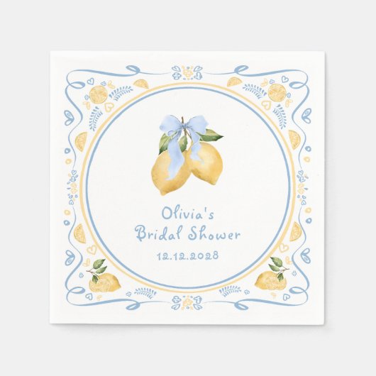 レモンフローライタリアンボウブライダルシャワー スタンダードカクテルナプキン (正面)