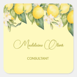 レモンフローラシトラスモダンイエロービジネス スクエアシール