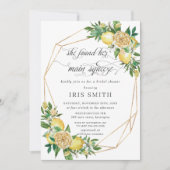 レモンフローラジオメトリックメインスクイーズブライダルシャワー 招待状 (正面)