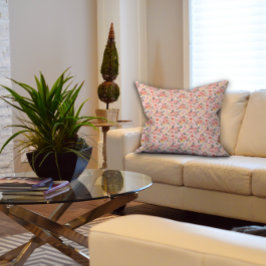 レモンフローラピンク牡丹ラスティックパターン クッション