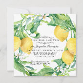 レモンフローラフモダンラワーリースブライダルシャワー 招待状 (正面)