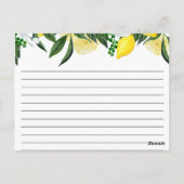 レモンフローラブライダルシャワーレシピカード ポストカード (裏面)