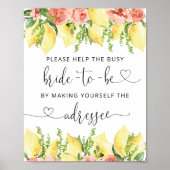 レモンフローラブライダルシャワー住所と封筒 ポスター (正面)