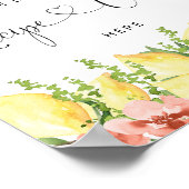 レモンフローラブライダルシャワー標識レシピカードはこちら ポスター (角)