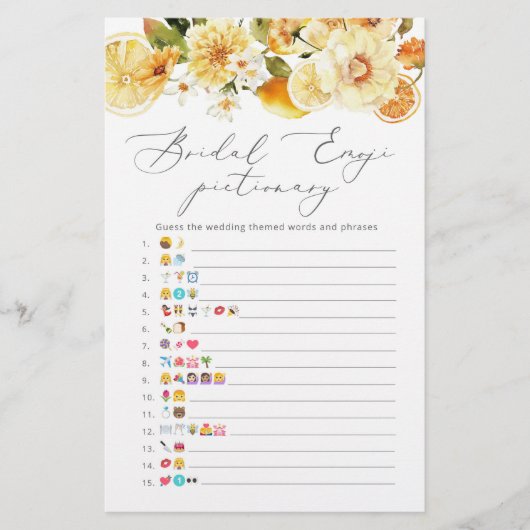 レモンフローラブライダルシャワー絵文字ゲーム (正面)