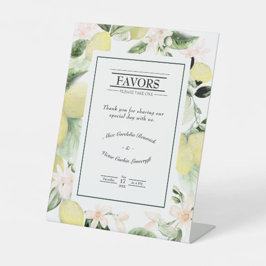 レモンフローラホワイト結婚式の引き出物サイン 台座サイン (正面)