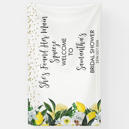 レモンフローラメイン絞りブライダルシャワーバナー 横断幕 (縦)