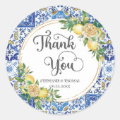 レモンフローラメディテラネアンモザイク結婚タイル ラウンドシール (正面)